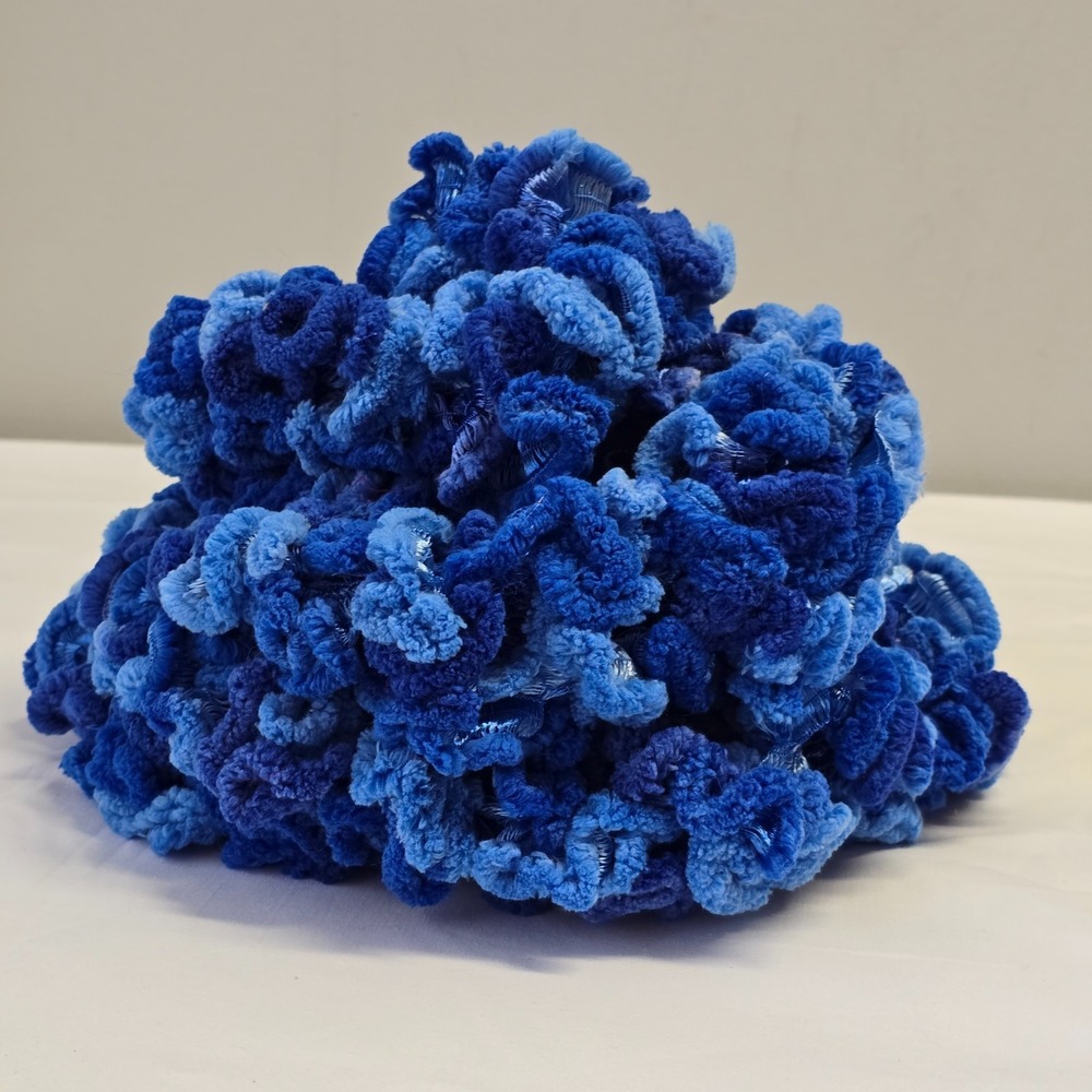 Handmade Women’s Ruffle‎ Scarf Blue Chenille